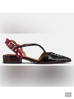 Coach Black and Red Sequin Flats